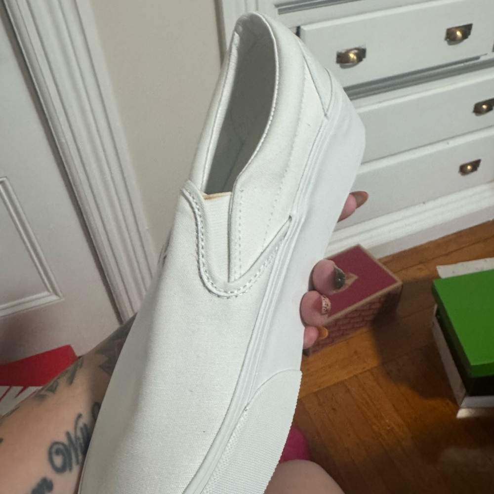 Vans Classic White Canvas Slip-Ons